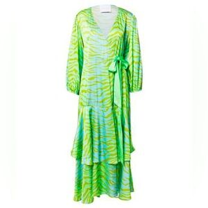Green Zebra Print Wrap Dress
